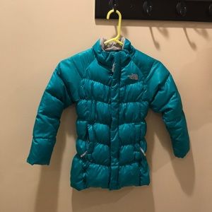 Girls turquoise size 6 north face jacket